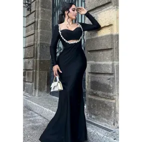 Chic & Modern Long Sleeves Sexy Sweetheat Mermaid Party Prom Dress With Rhinestones