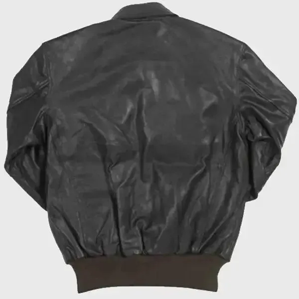 Classic A-2 Flight Bomber Black Leather Jacket