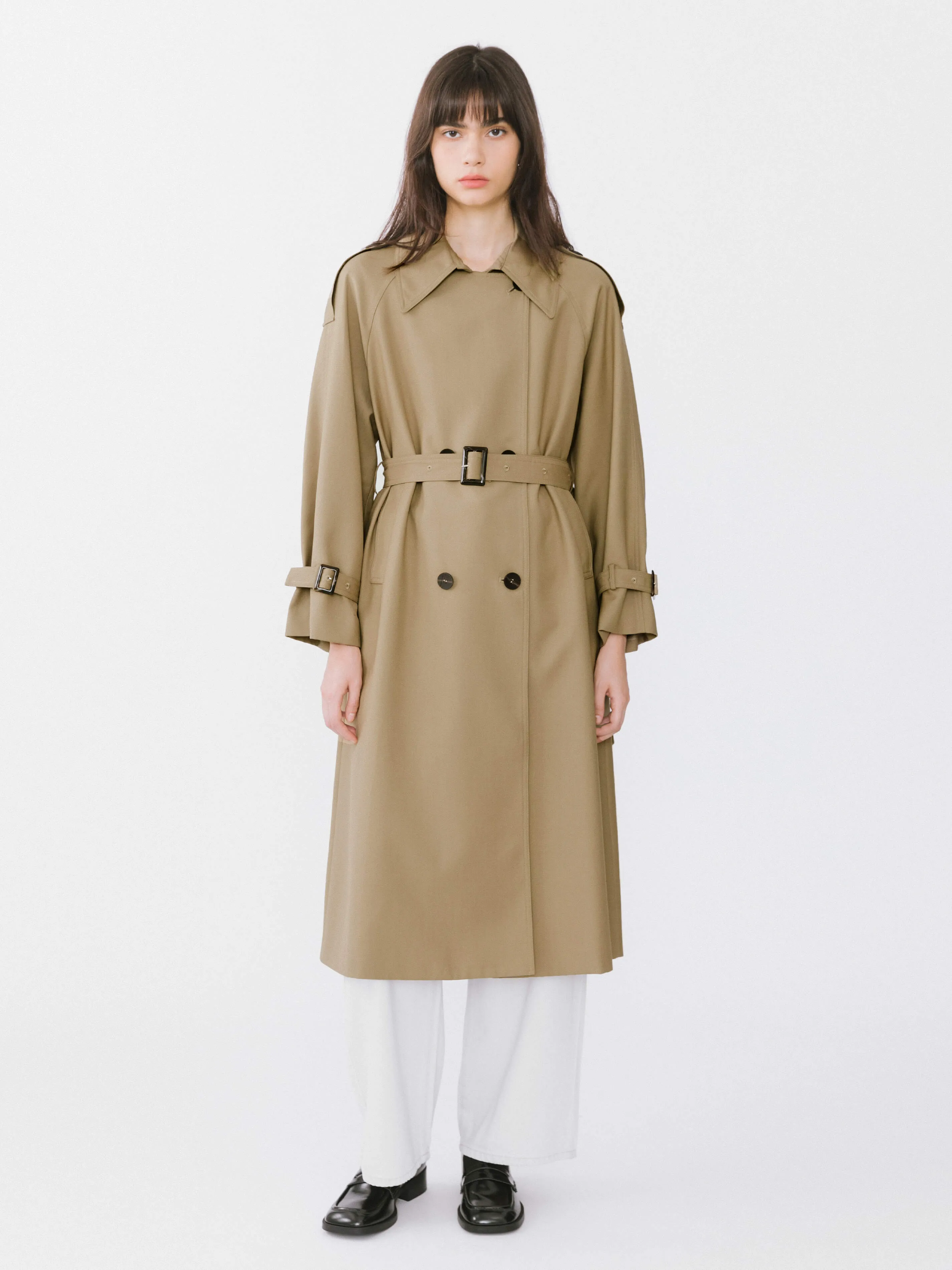 Classic Belted Double Breasted Trench Coat