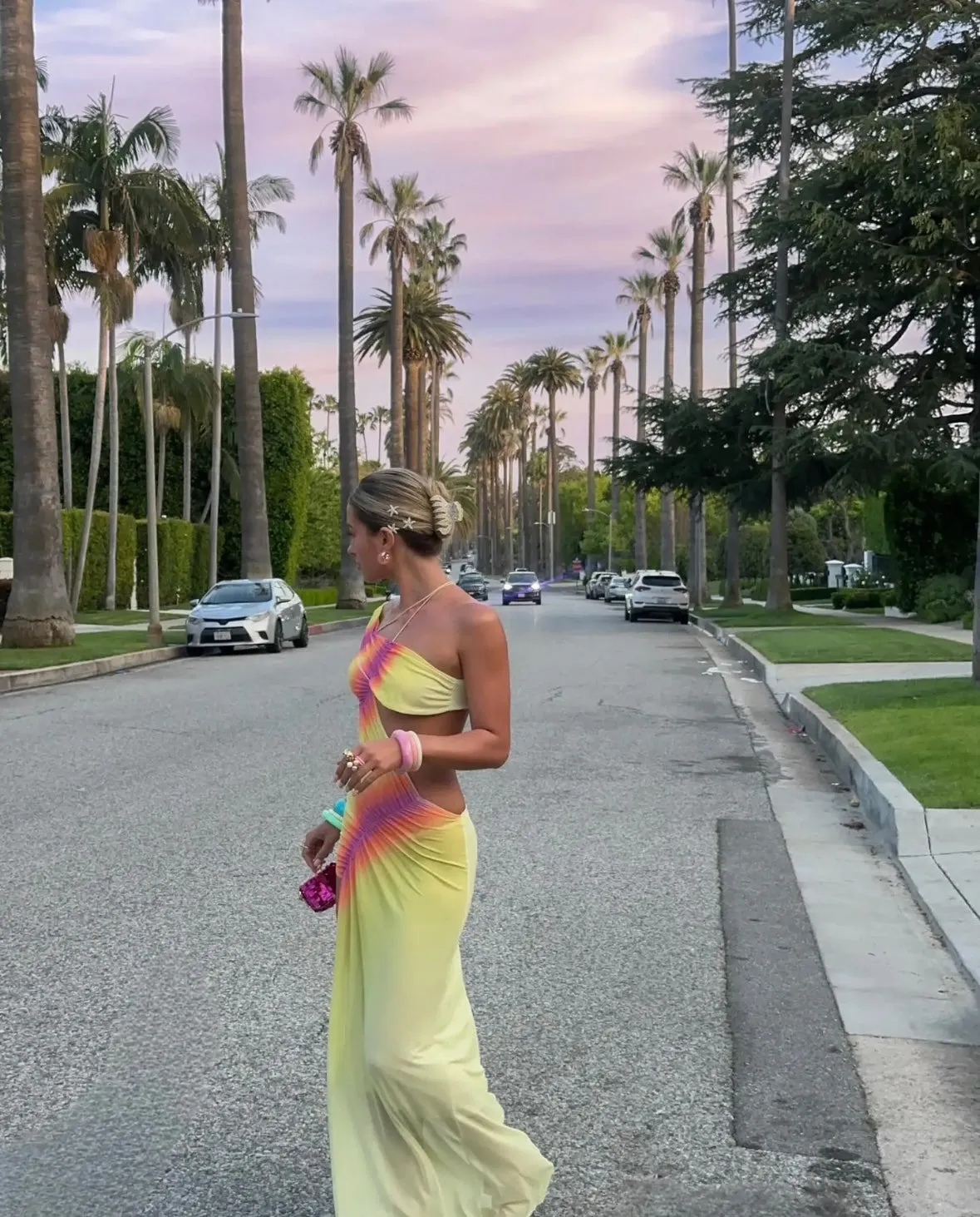 Colourful cut out summer maxi dress