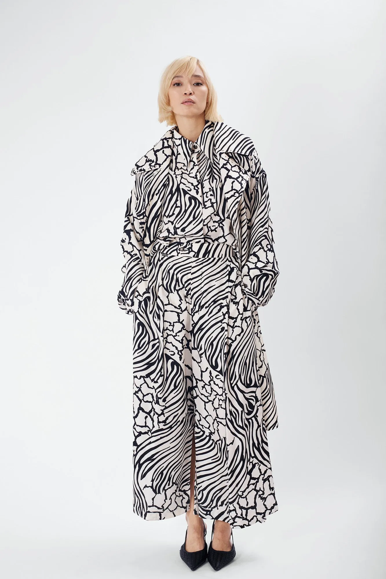 CONCORDE zebra - silk mid-length trench