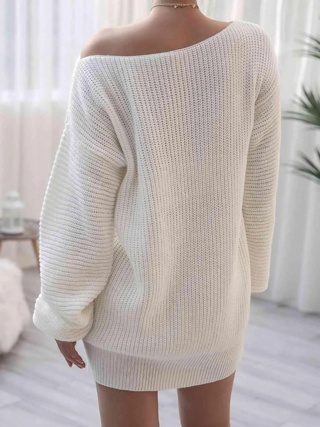 Cozy Fascination Rib-Knit Boat Neck Sweater Dress