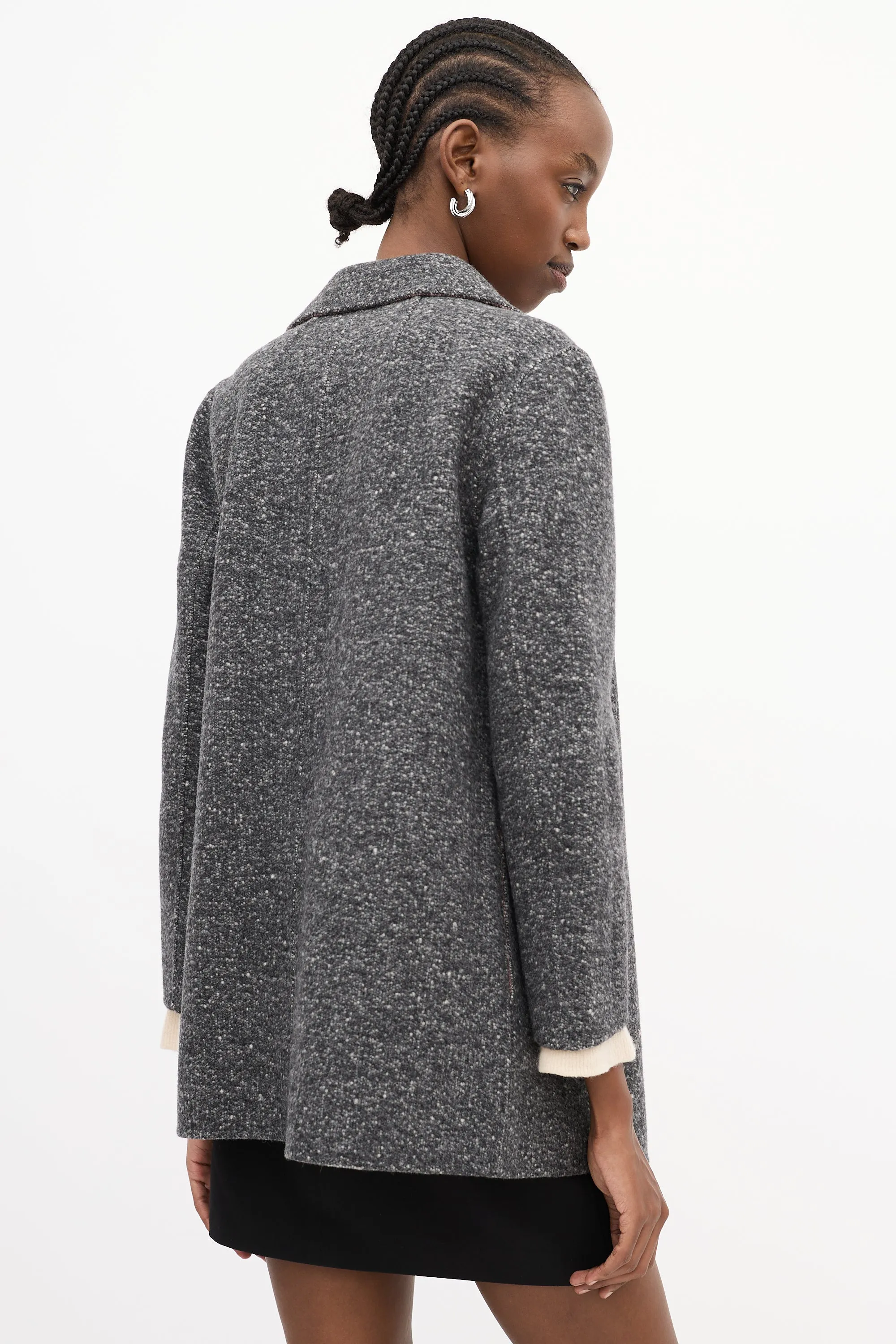 Dark Grey & Purple Wool Clairene Reversible Jacket