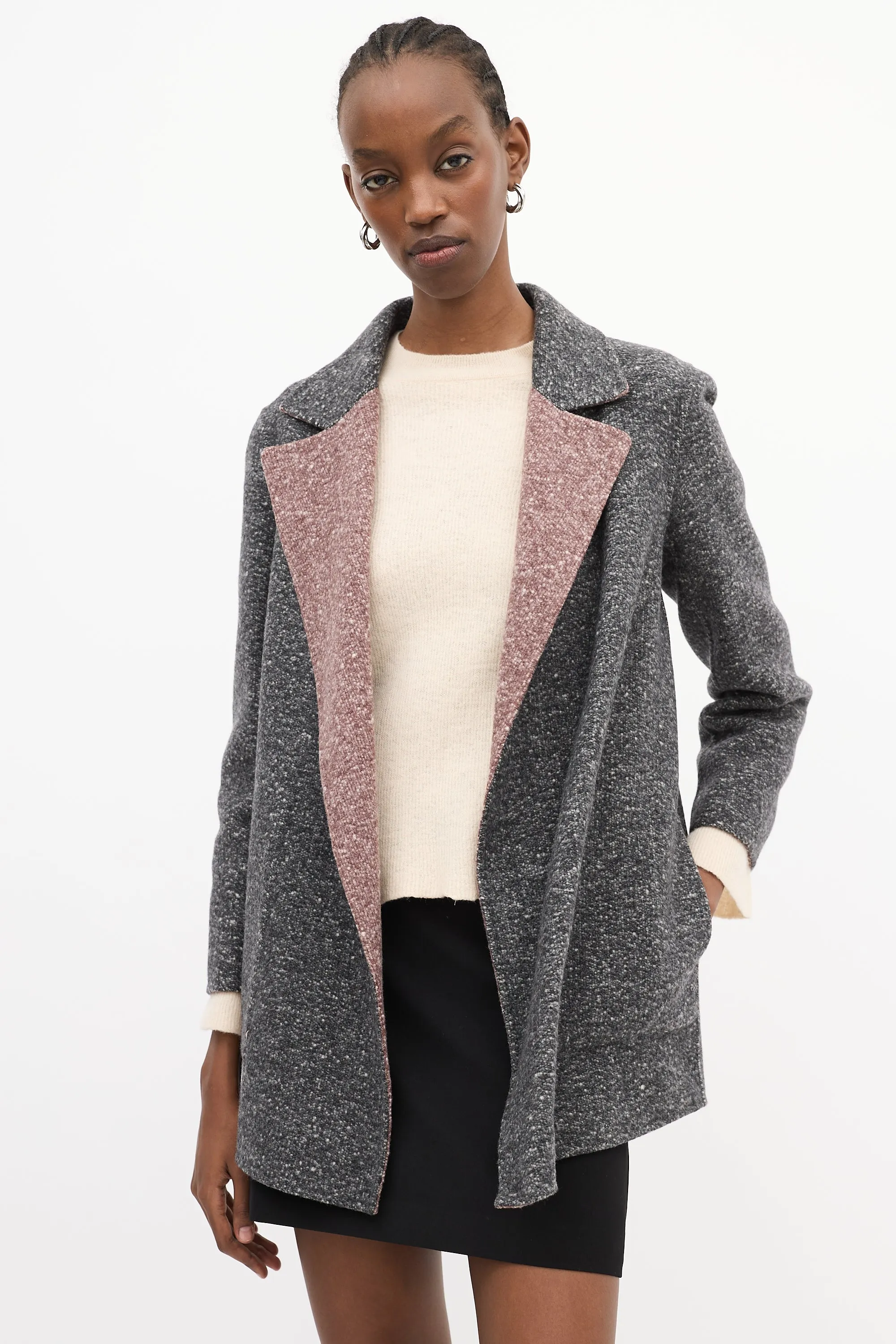 Dark Grey & Purple Wool Clairene Reversible Jacket