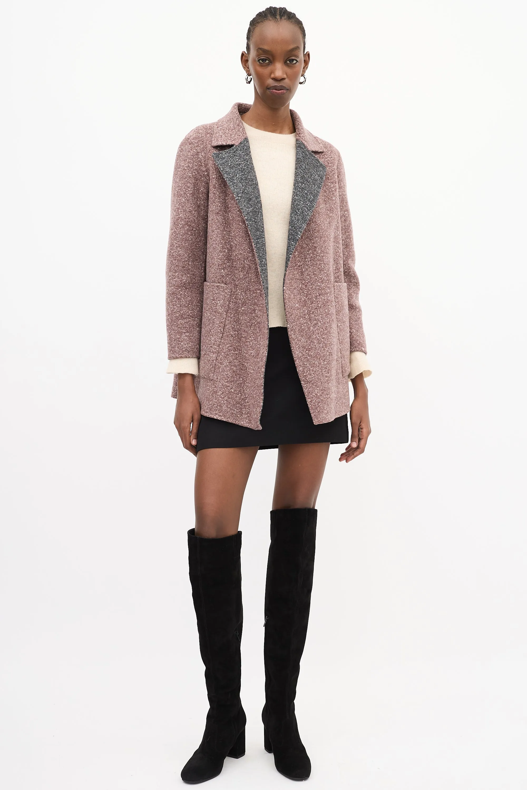 Dark Grey & Purple Wool Clairene Reversible Jacket