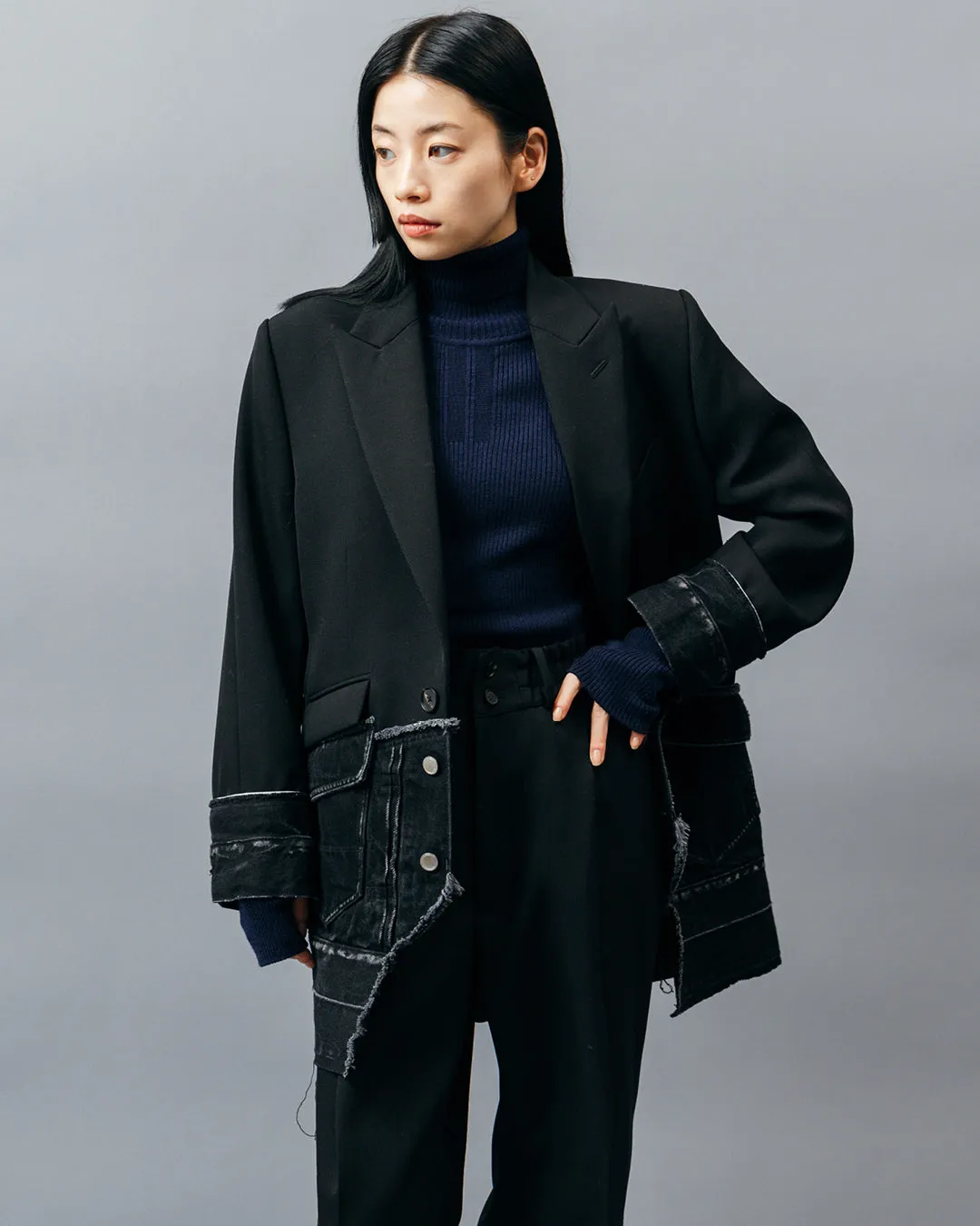 DENIM DOCKING TAILORED JACKET .10【BLACK/BLACK】