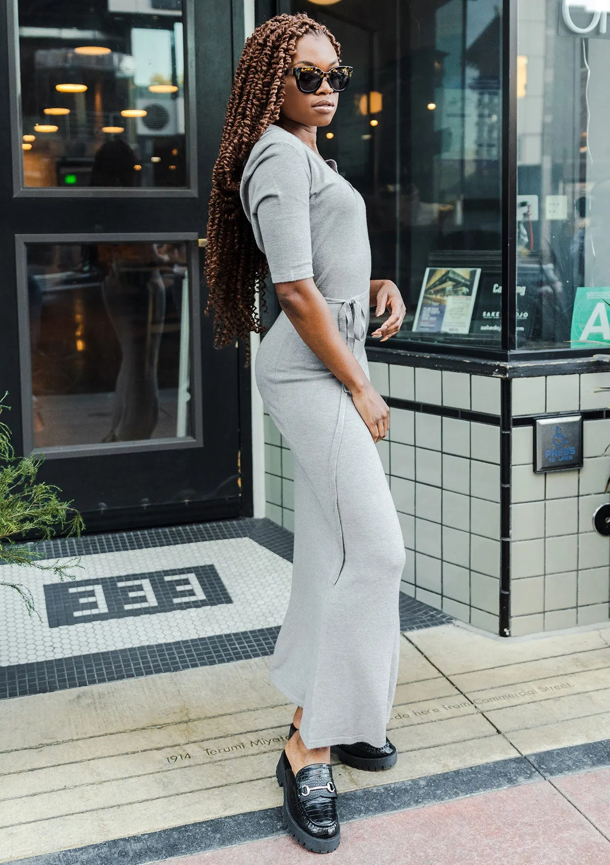 Elbow Sleeve Knit Sweater Maxi Fall Dress