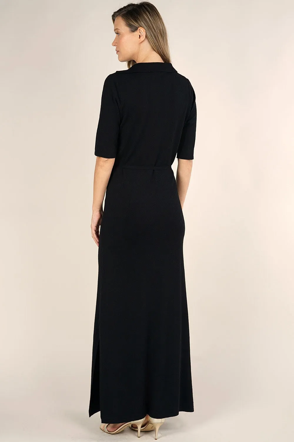 Elbow Sleeve Knit Sweater Maxi Fall Dress