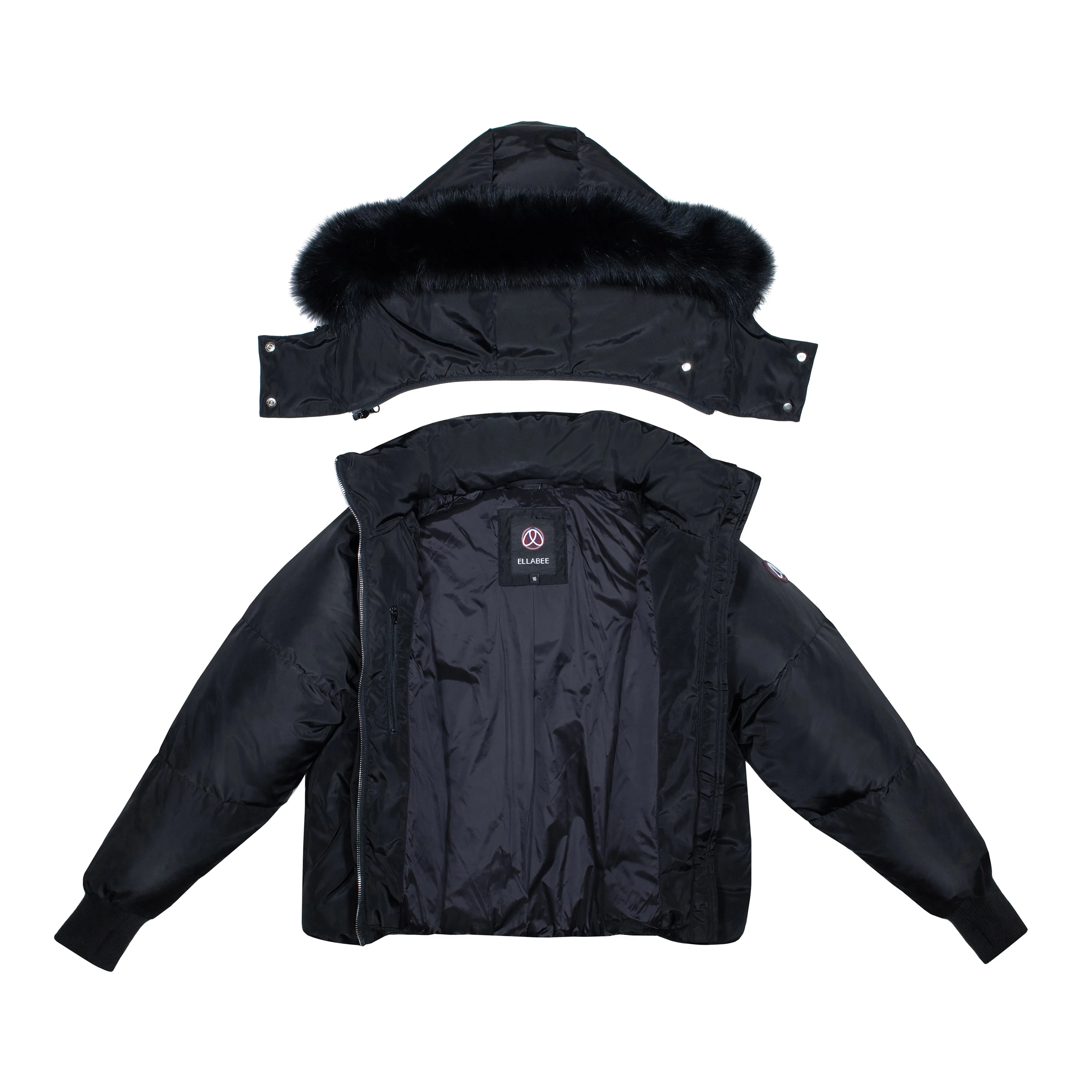Ellabee Black Girls Zip Puffer Coat