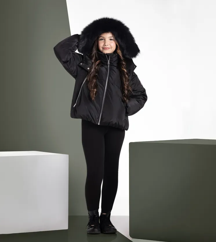 Ellabee Black Girls Zip Puffer Coat