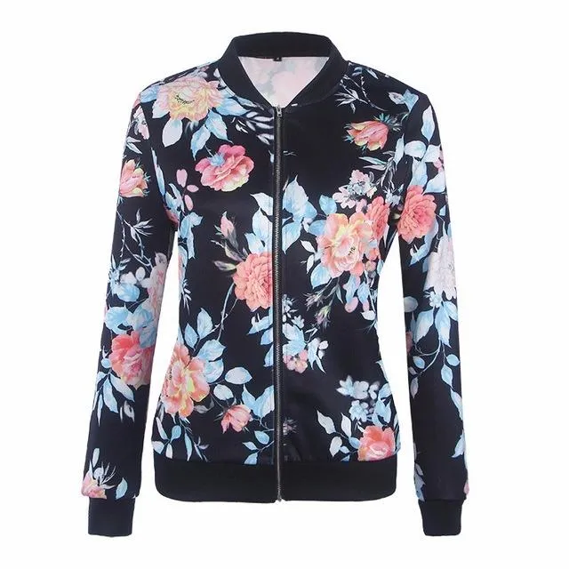 Flower Print Sukajan Bomber Jacket