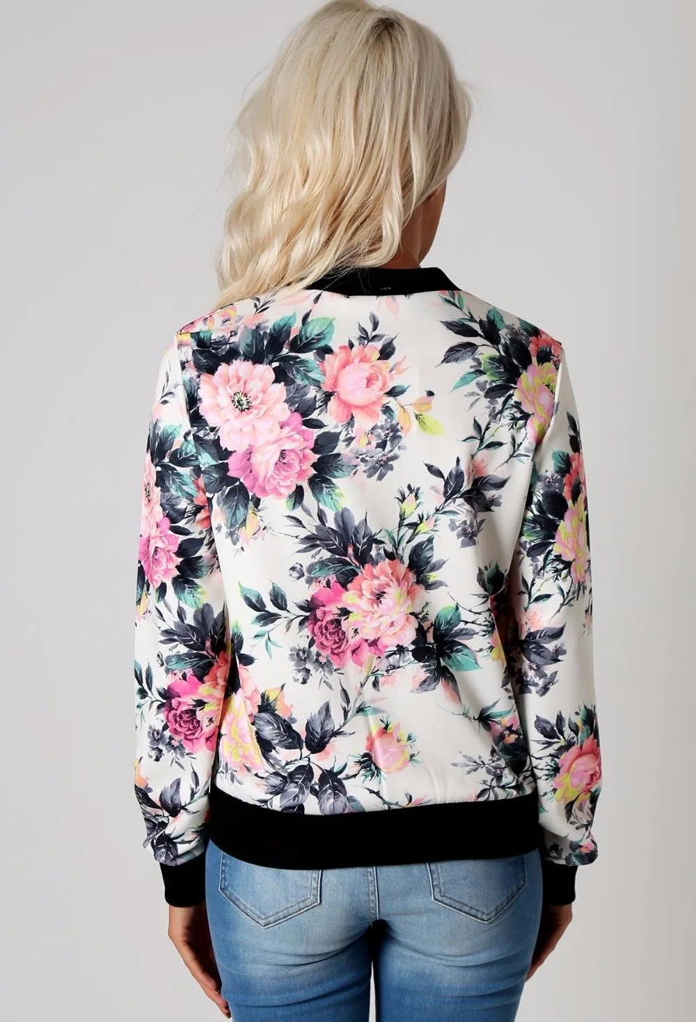 Flower Print Sukajan Bomber Jacket