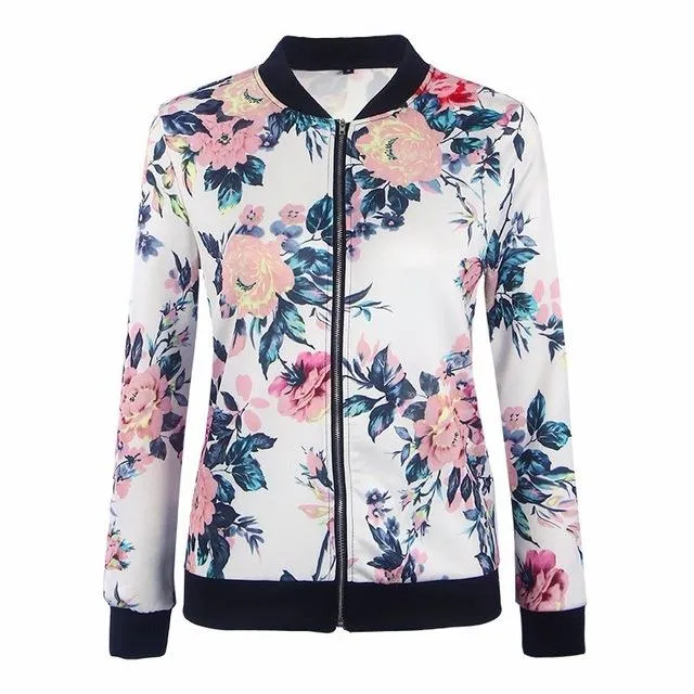 Flower Print Sukajan Bomber Jacket