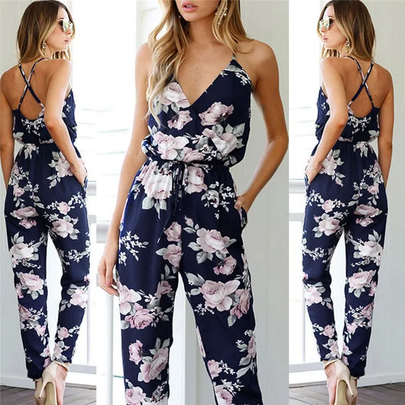 Funki Buys | Pants | Women's Jumpsuit | Floral Print Playsuit