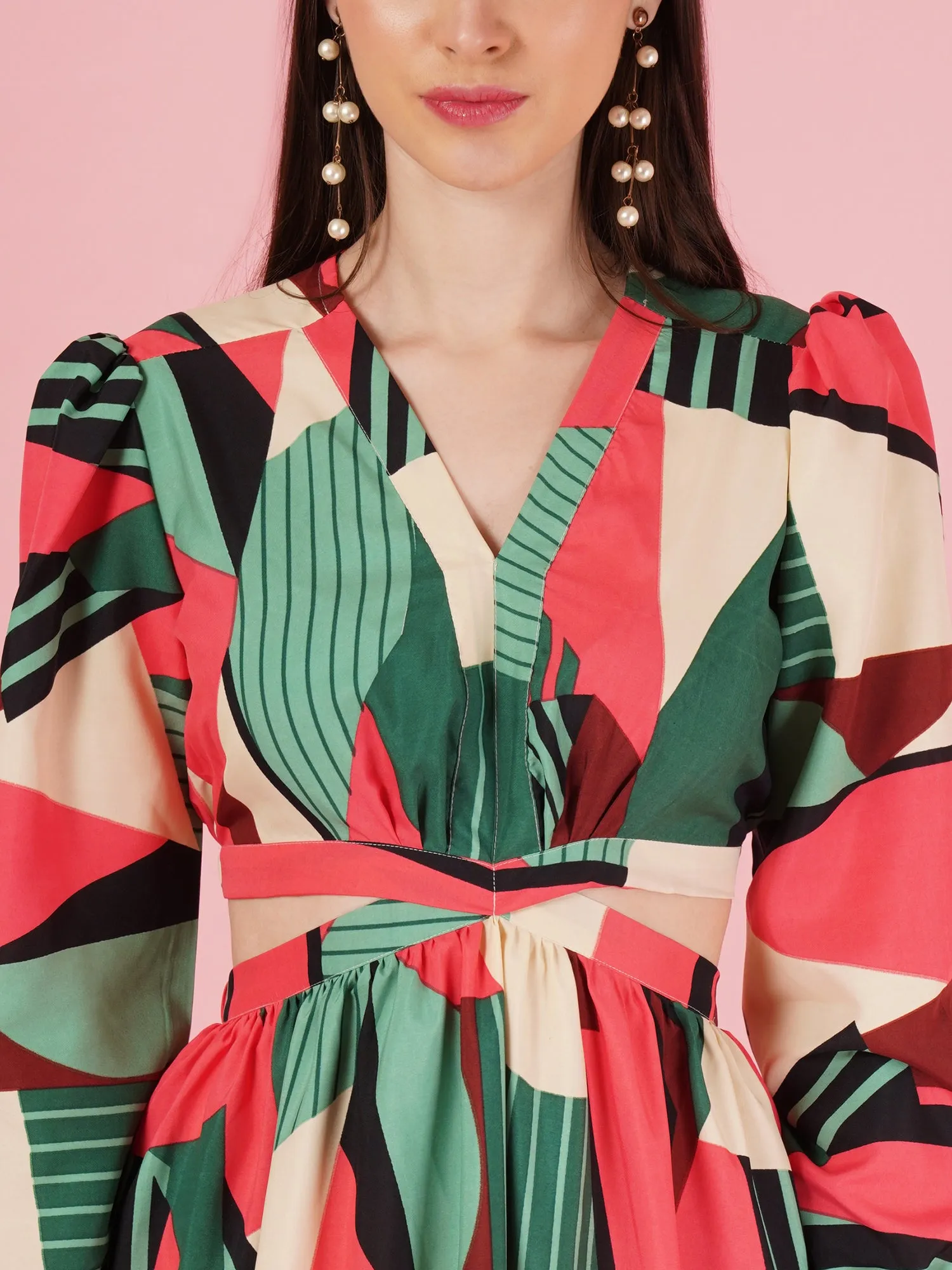 Geometric Pattern Maxi Dress