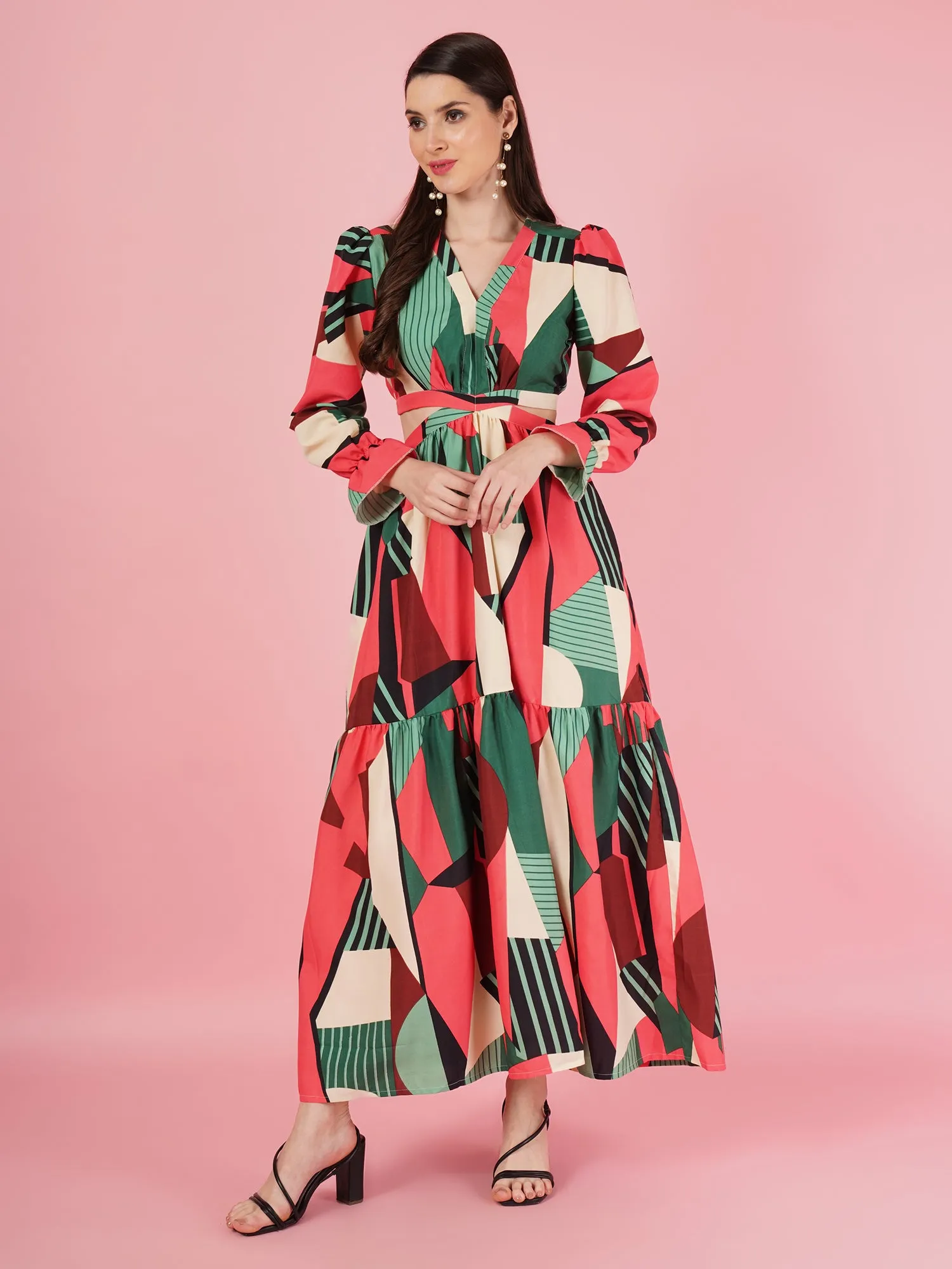 Geometric Pattern Maxi Dress