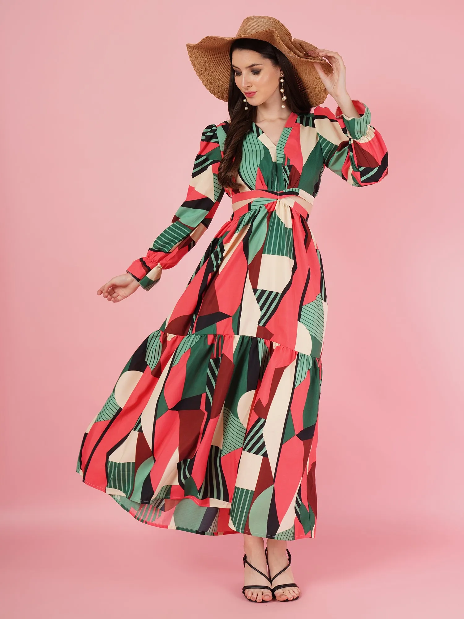 Geometric Pattern Maxi Dress