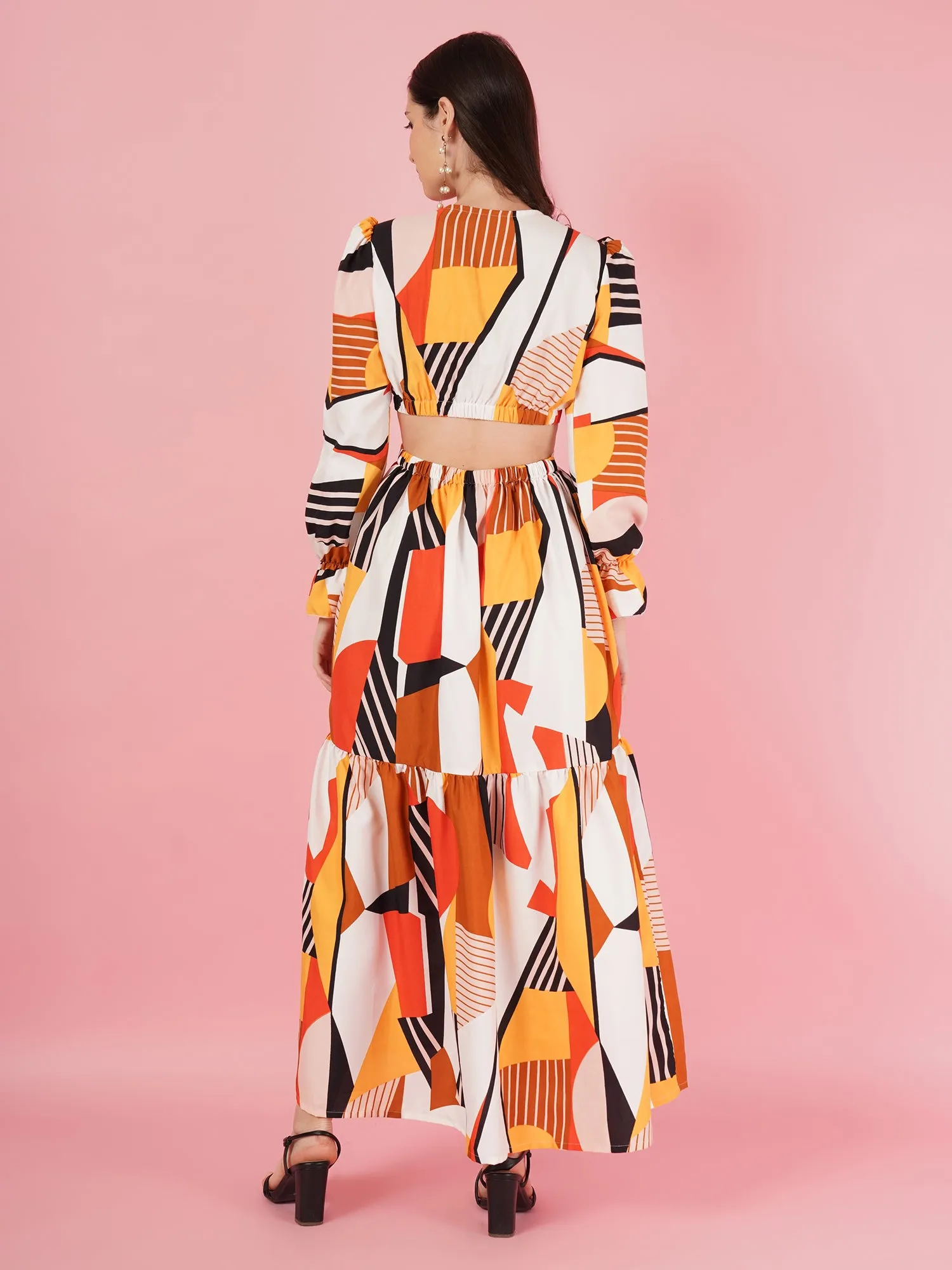 Geometric Pattern Maxi Dress