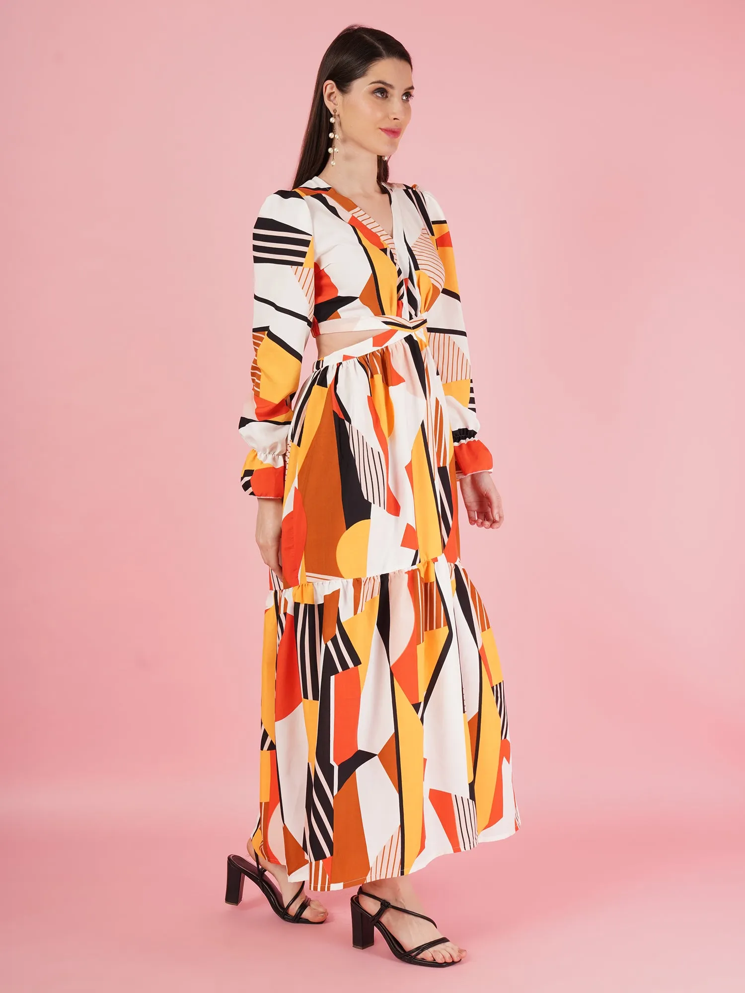 Geometric Pattern Maxi Dress