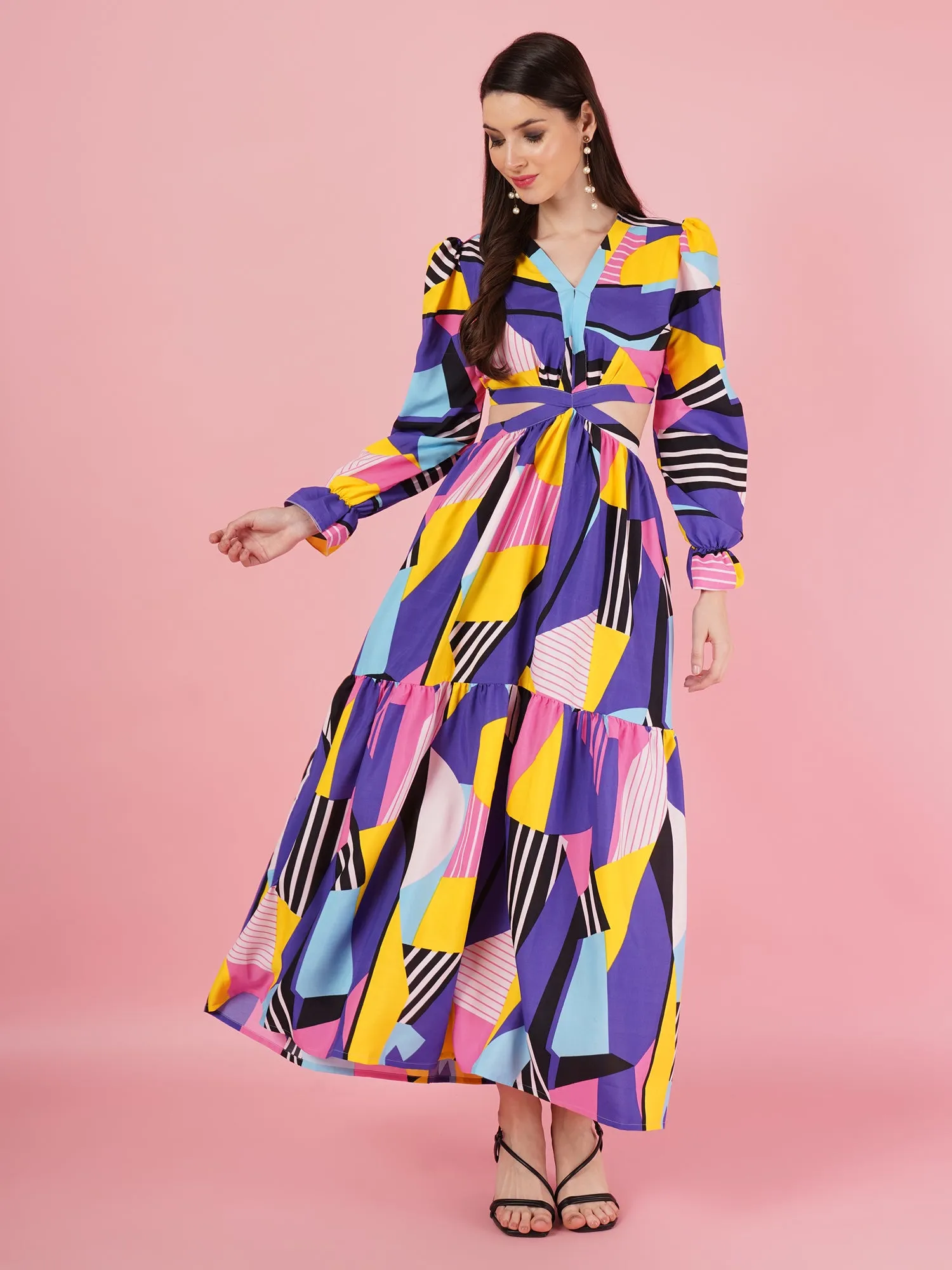 Geometric Pattern Maxi Dress