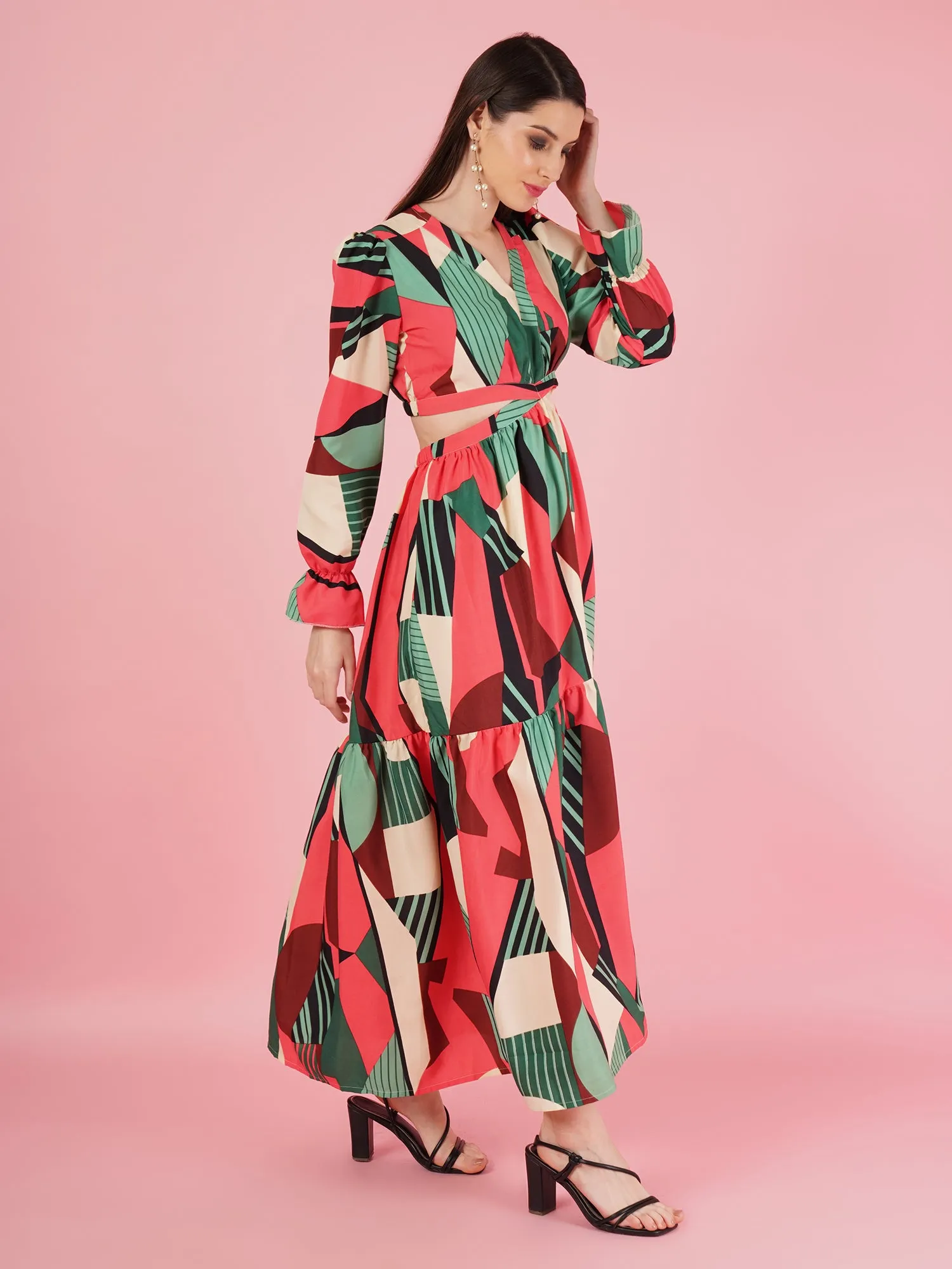 Geometric Pattern Maxi Dress