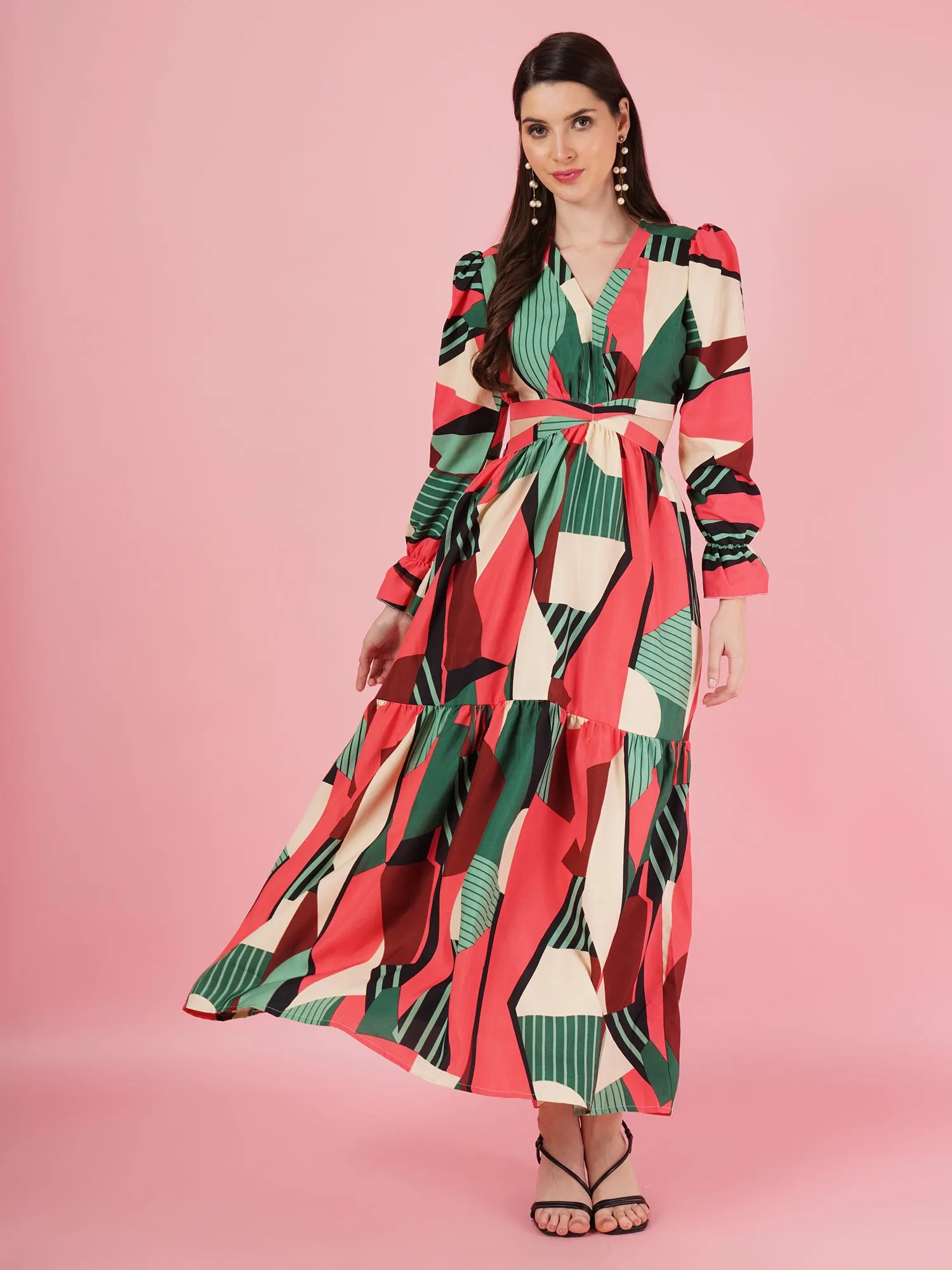 Geometric Pattern Maxi Dress