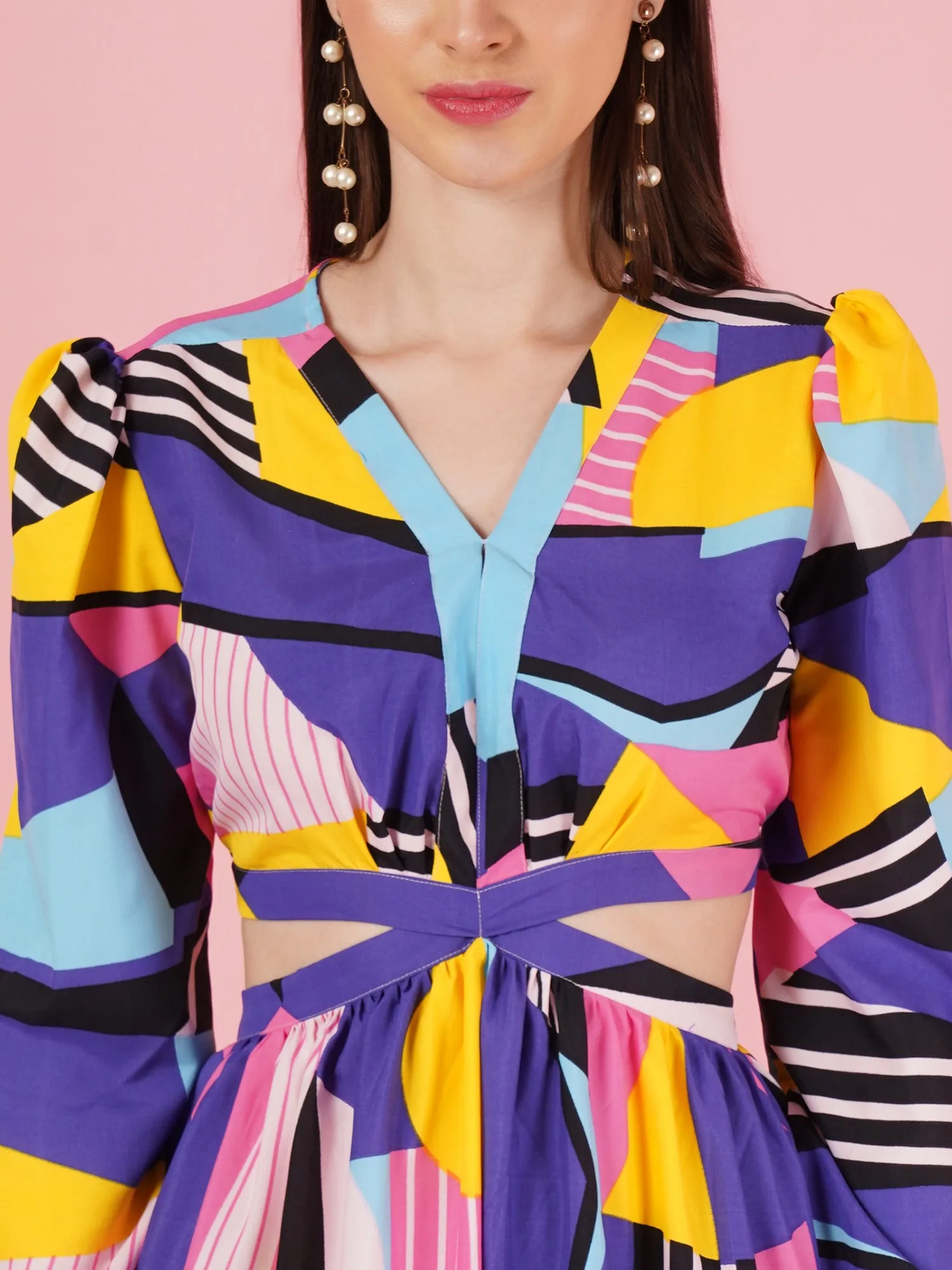 Geometric Pattern Maxi Dress