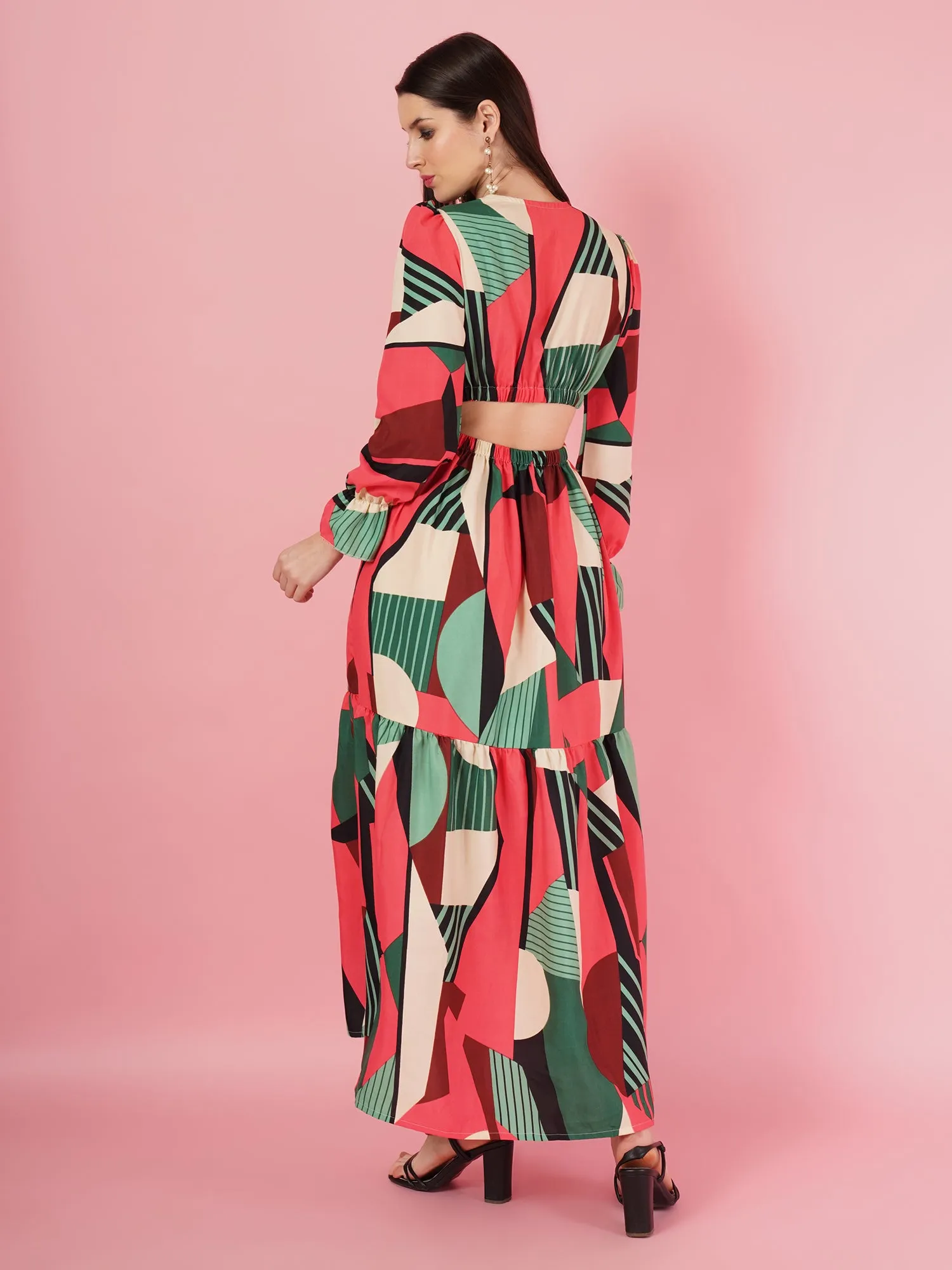 Geometric Pattern Maxi Dress