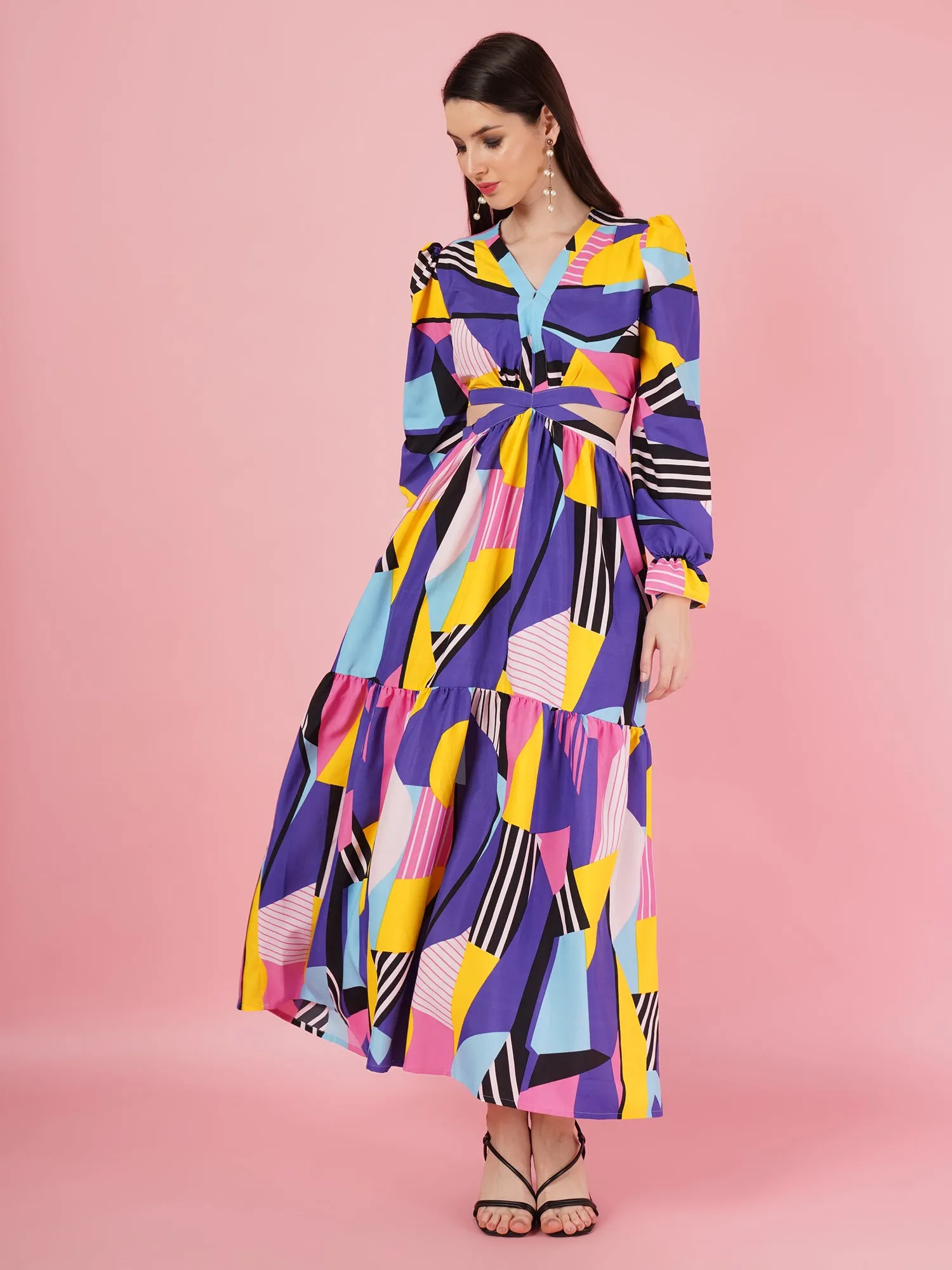 Geometric Pattern Maxi Dress