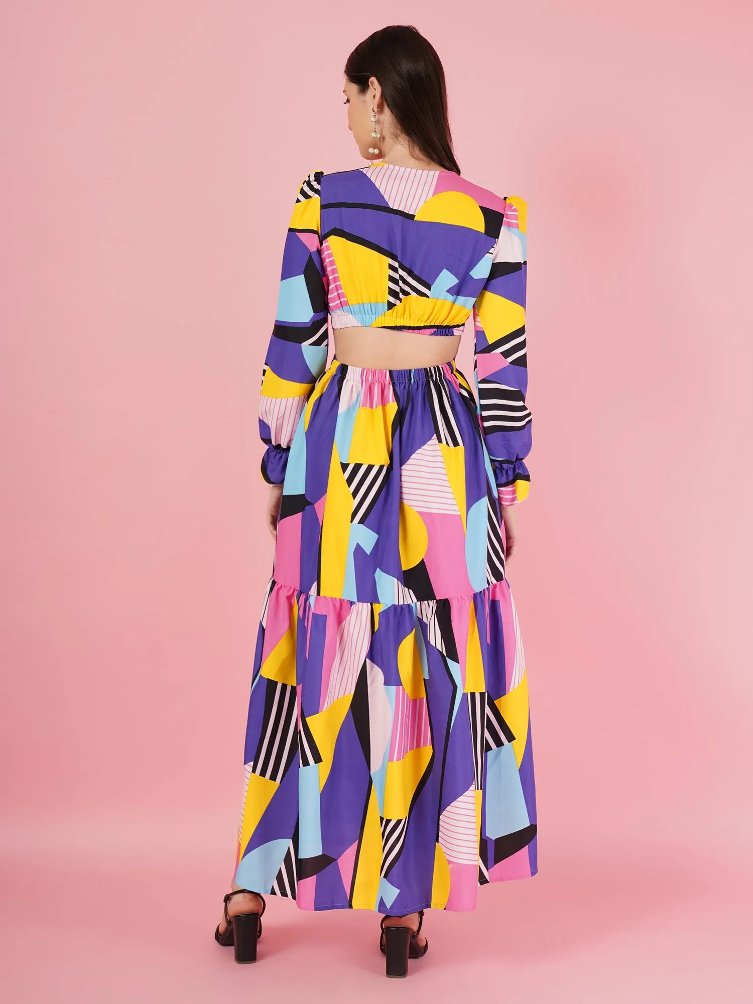Geometric Pattern Maxi Dress