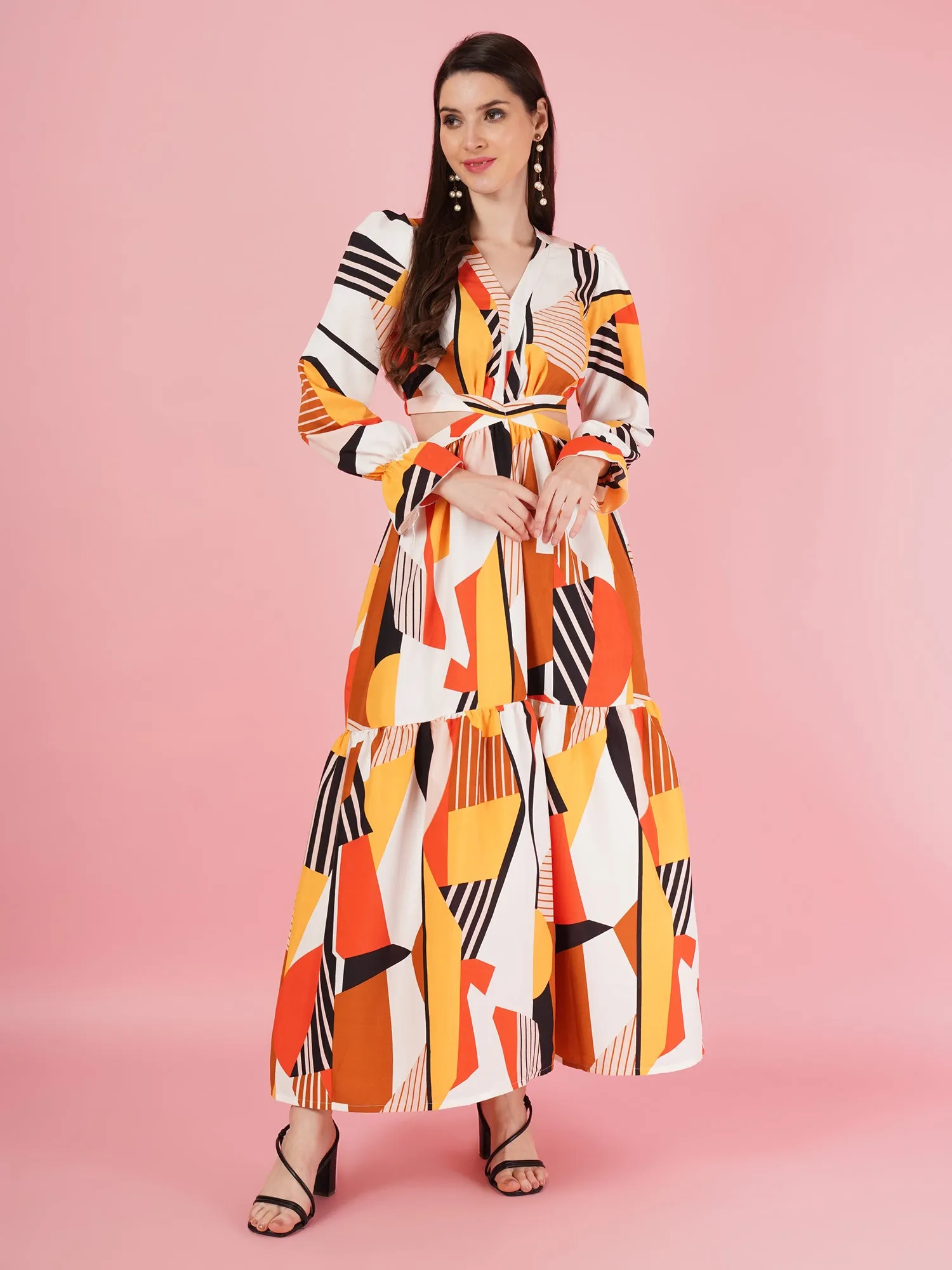 Geometric Pattern Maxi Dress