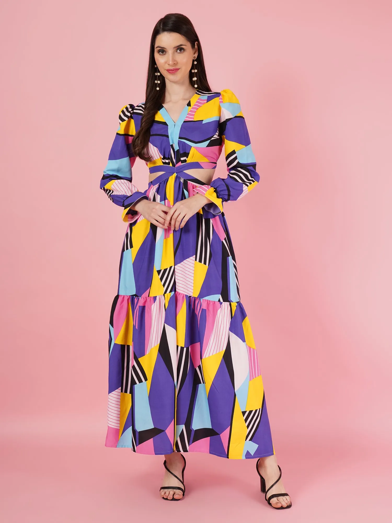 Geometric Pattern Maxi Dress