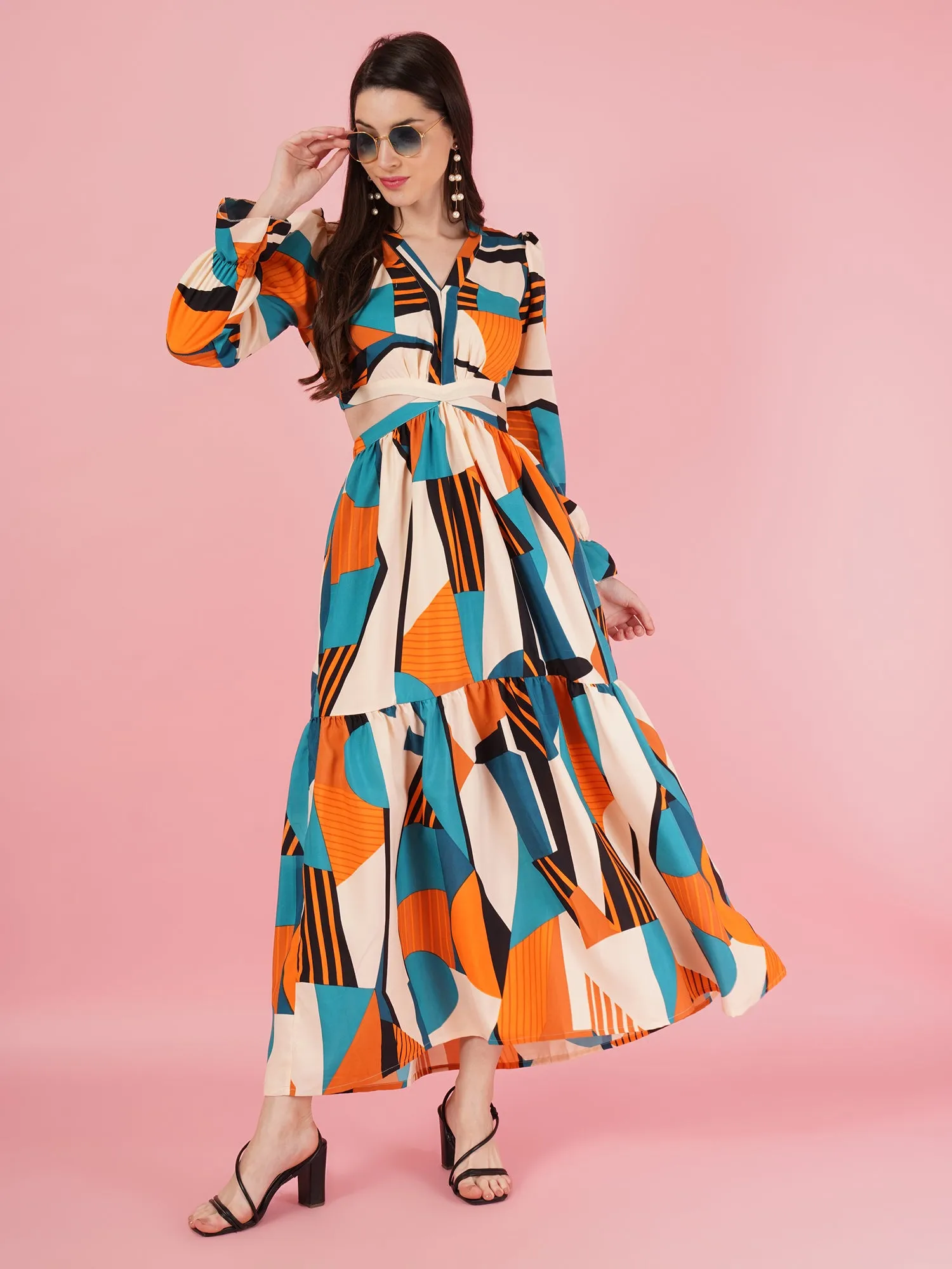 Geometric Pattern Maxi Dress