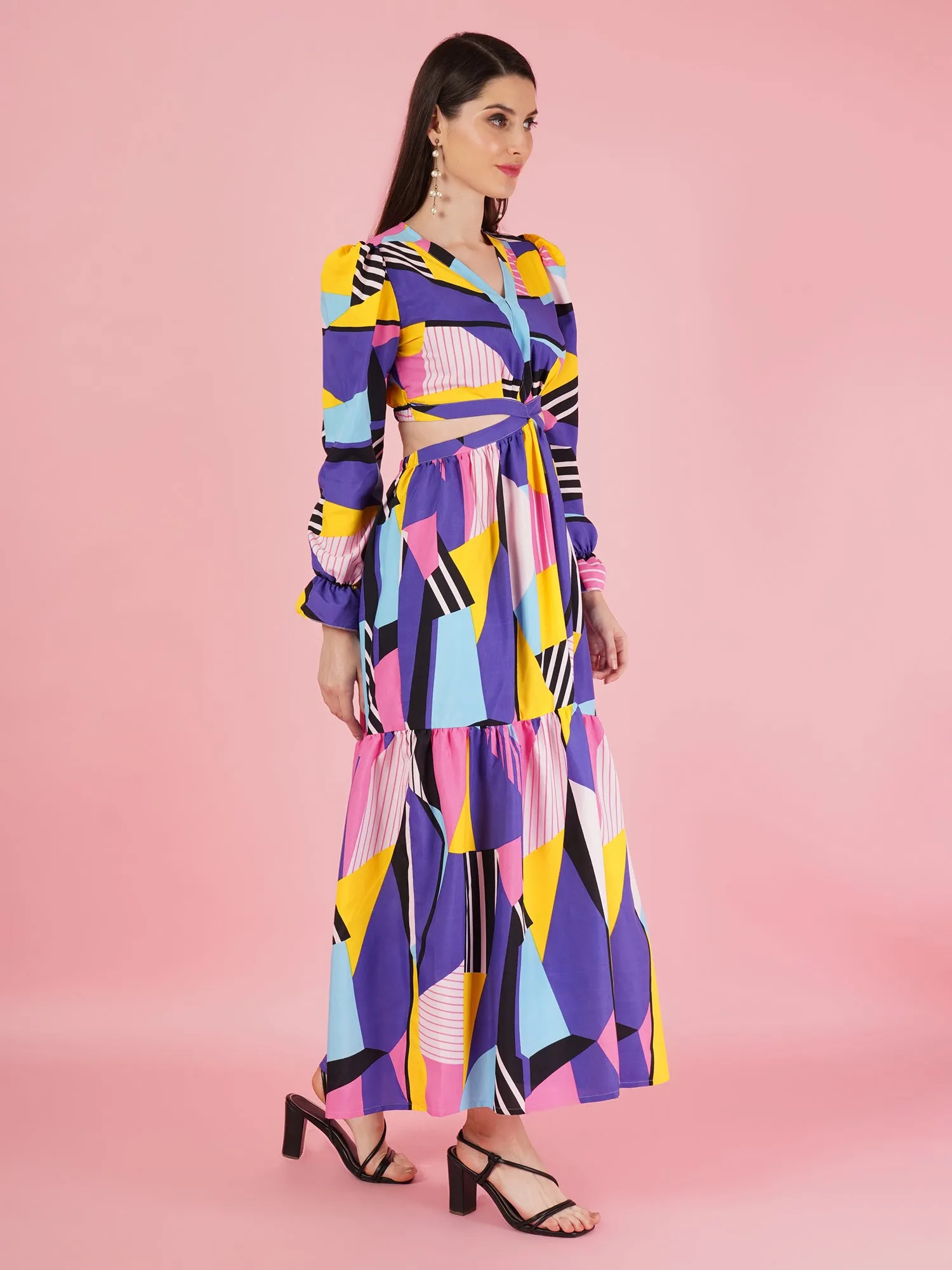 Geometric Pattern Maxi Dress