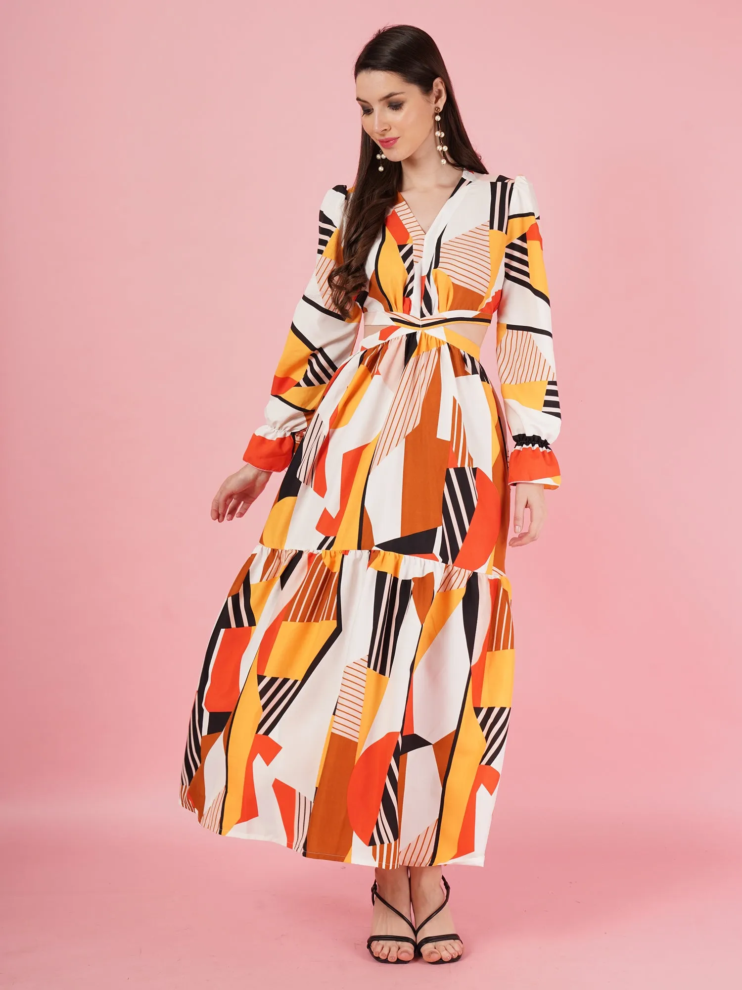 Geometric Pattern Maxi Dress
