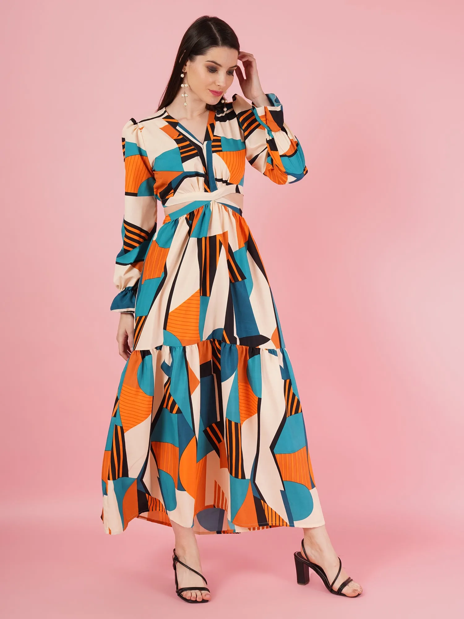 Geometric Pattern Maxi Dress