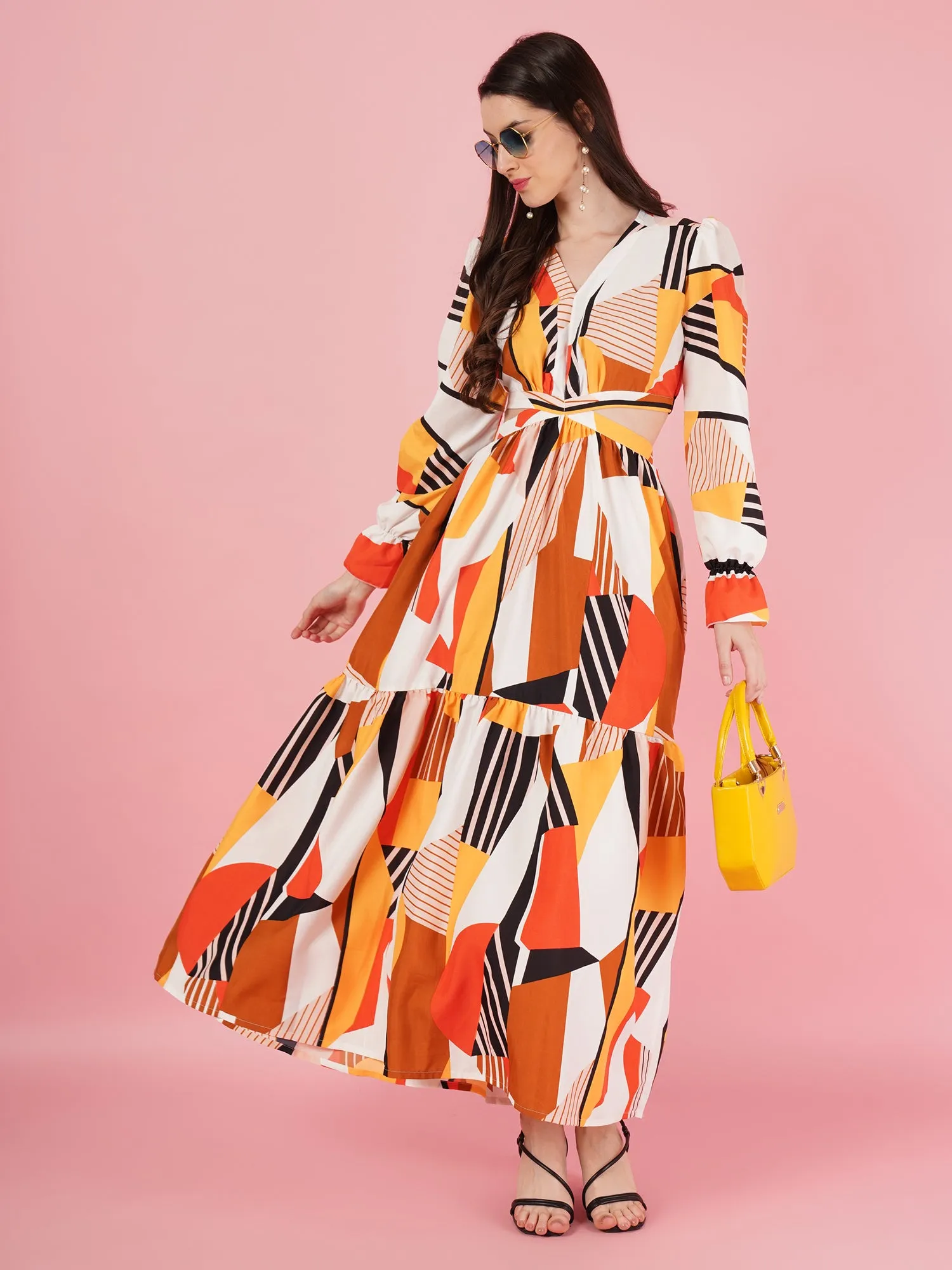 Geometric Pattern Maxi Dress