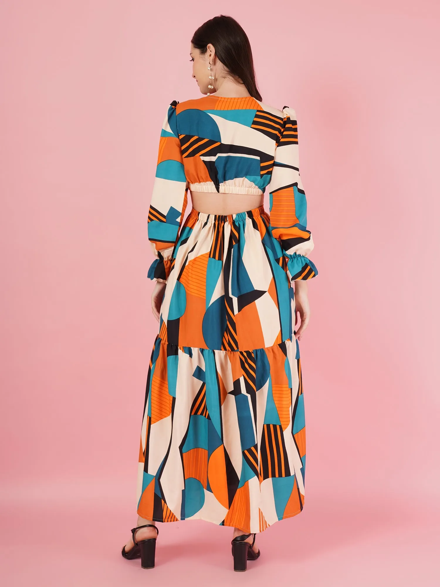 Geometric Pattern Maxi Dress