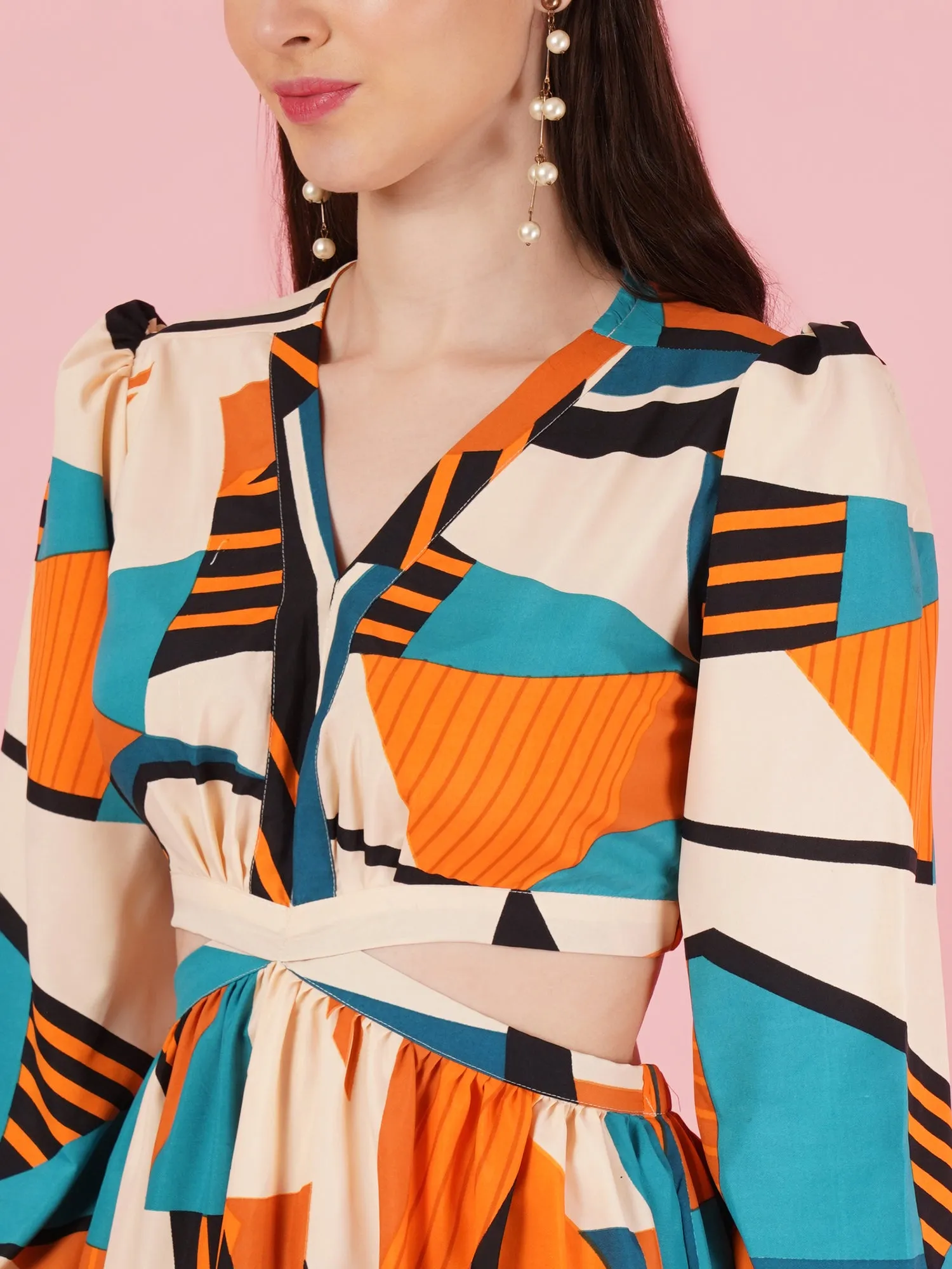 Geometric Pattern Maxi Dress