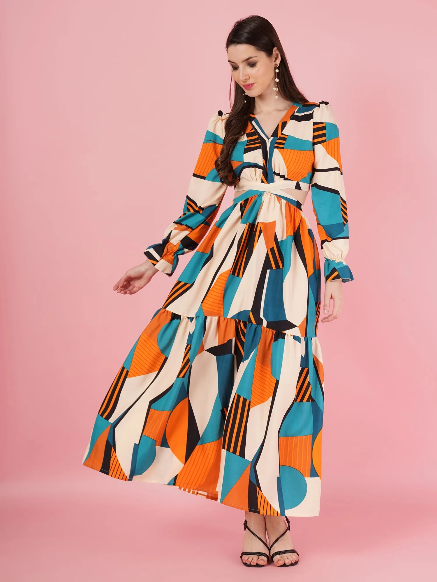 Geometric Pattern Maxi Dress