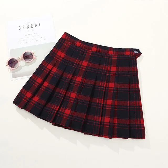Girl Pleated Plaid Skirt