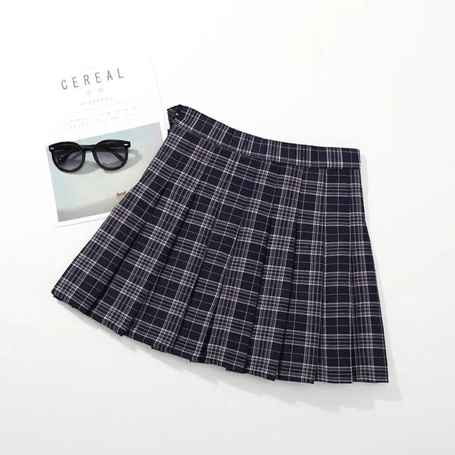 Girl Pleated Plaid Skirt
