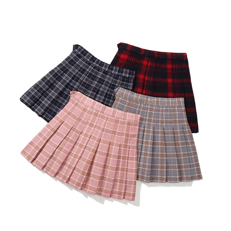 Girl Pleated Plaid Skirt