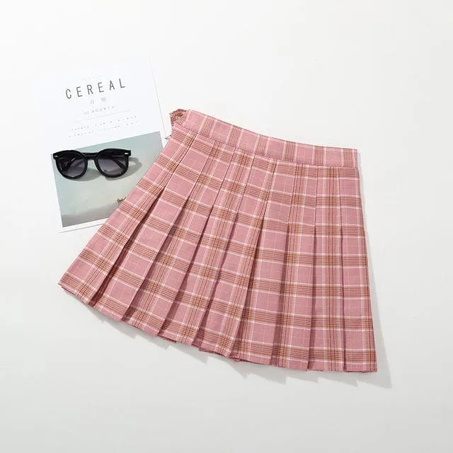 Girl Pleated Plaid Skirt