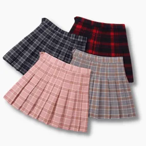 Girl Pleated Plaid Skirt