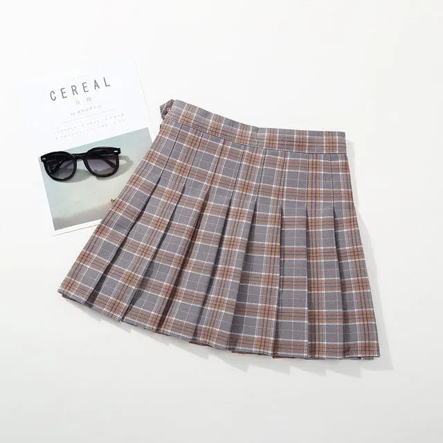 Girl Pleated Plaid Skirt