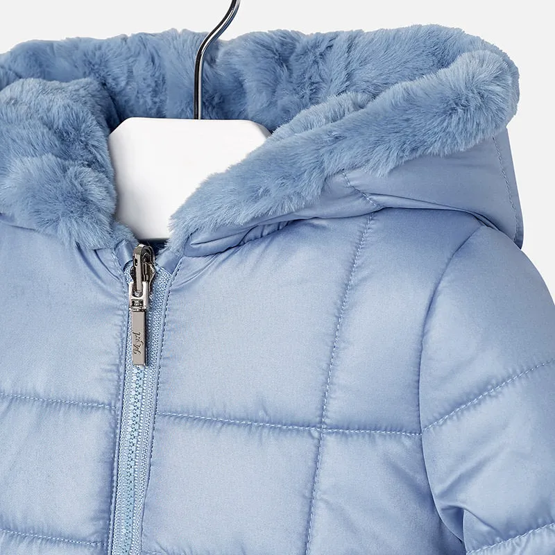 Girls Reversible Faux Fur Coat in Teal