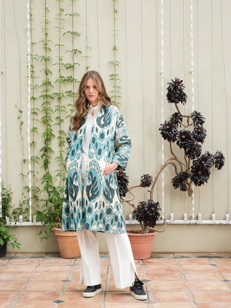 Handwoven Cotton Ikat Chapan - Blues