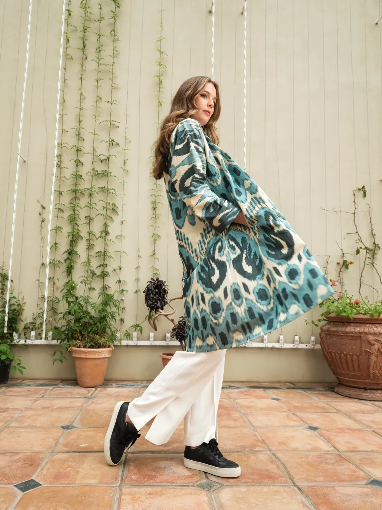 Handwoven Cotton Ikat Chapan - Blues
