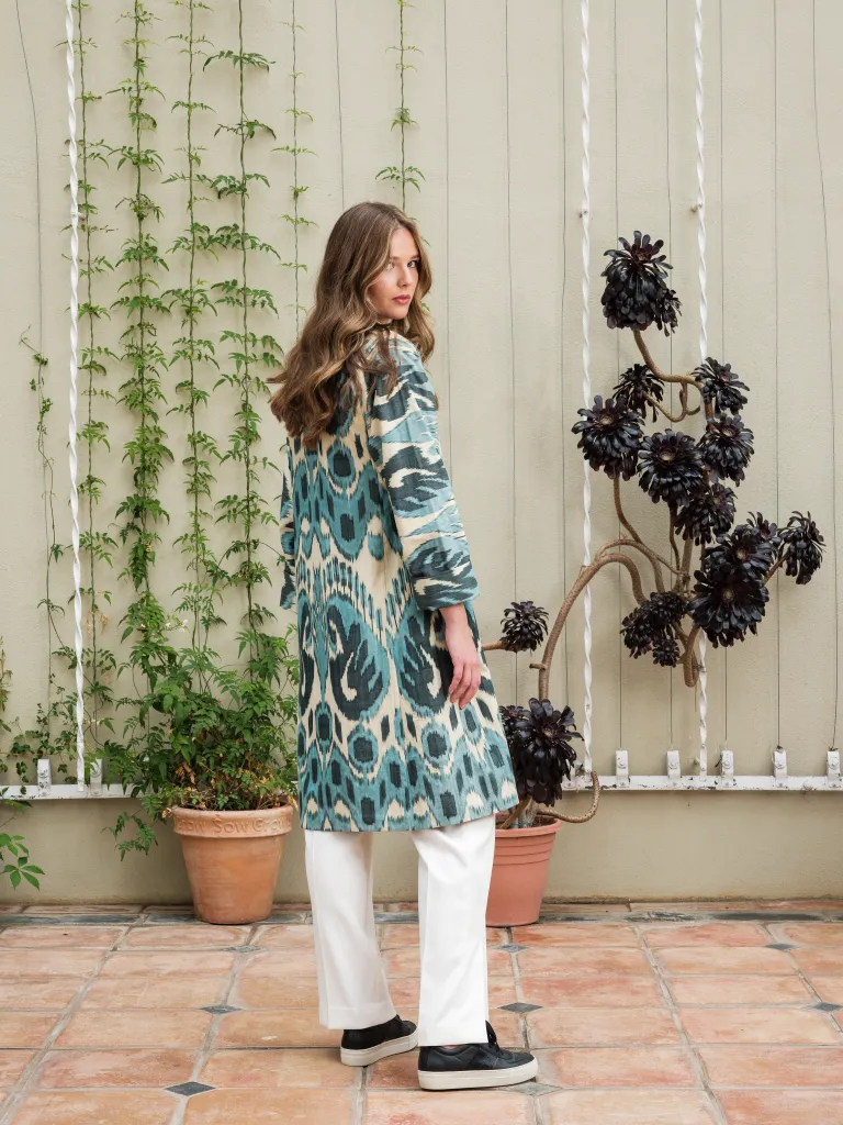 Handwoven Cotton Ikat Chapan - Blues